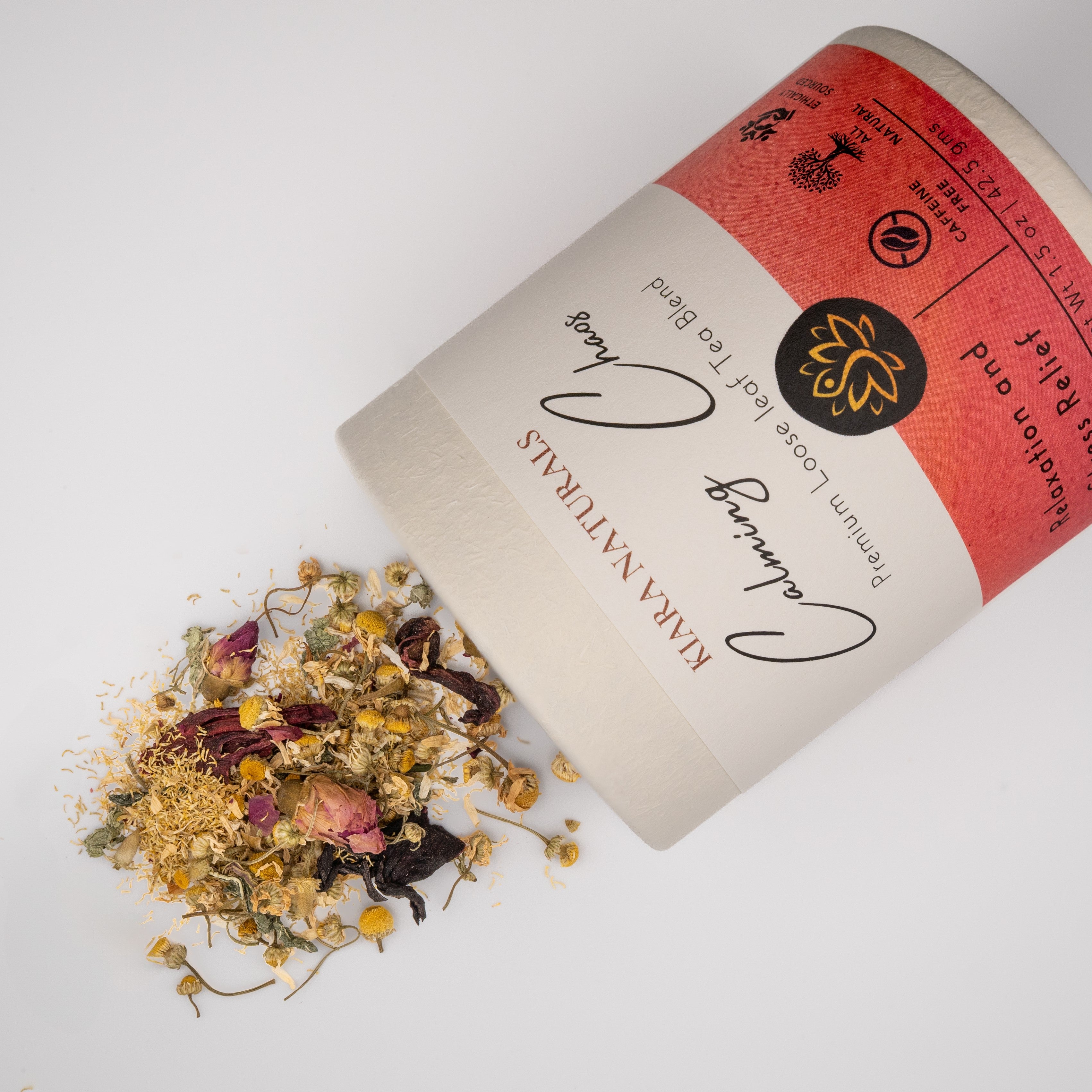 Ayurvedic and herbal ingredient mix of Calming Chaos loose leaf tea