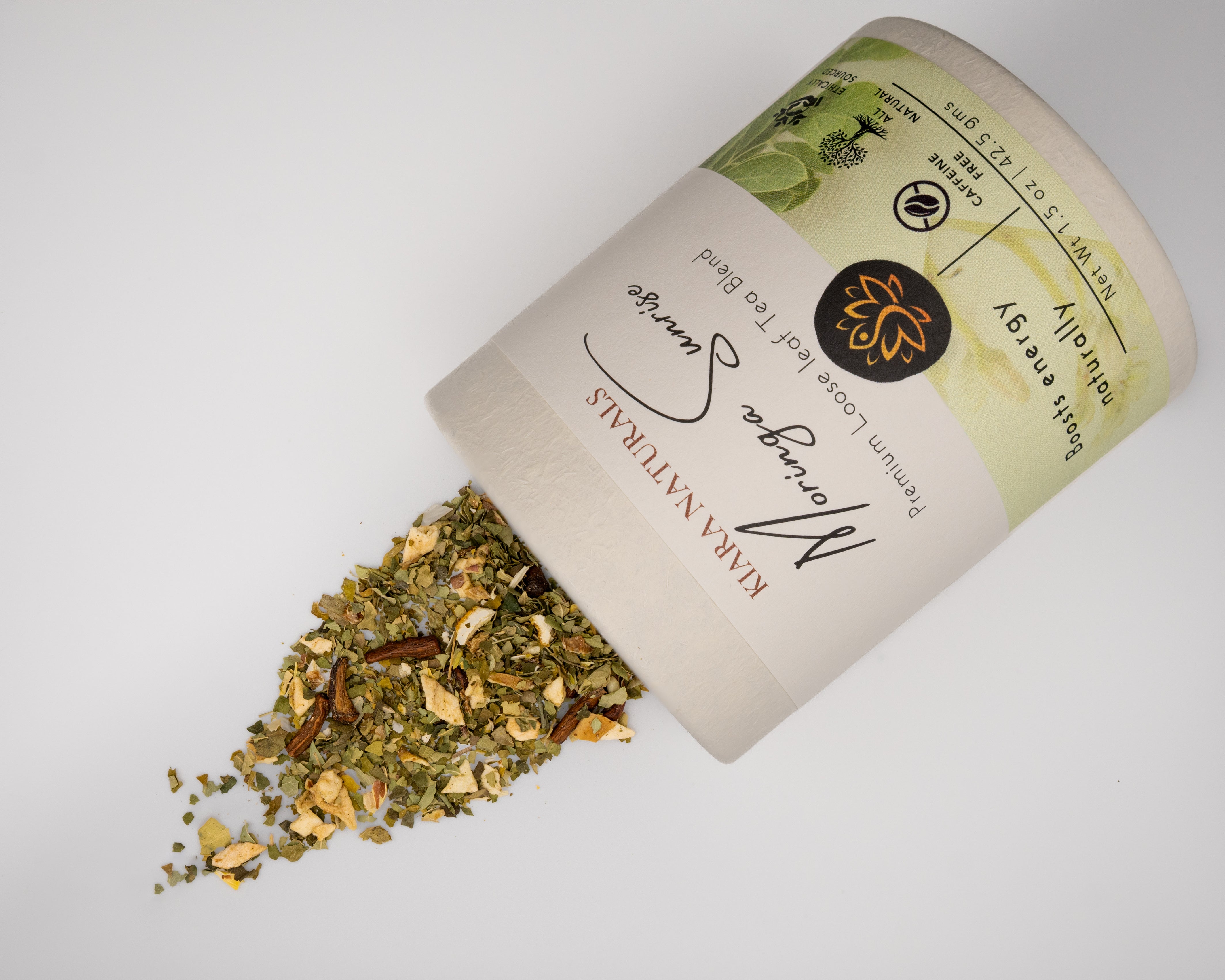 Ayurvedic and herbal ingredient mix of Moringa Sunrise loose leaf tea