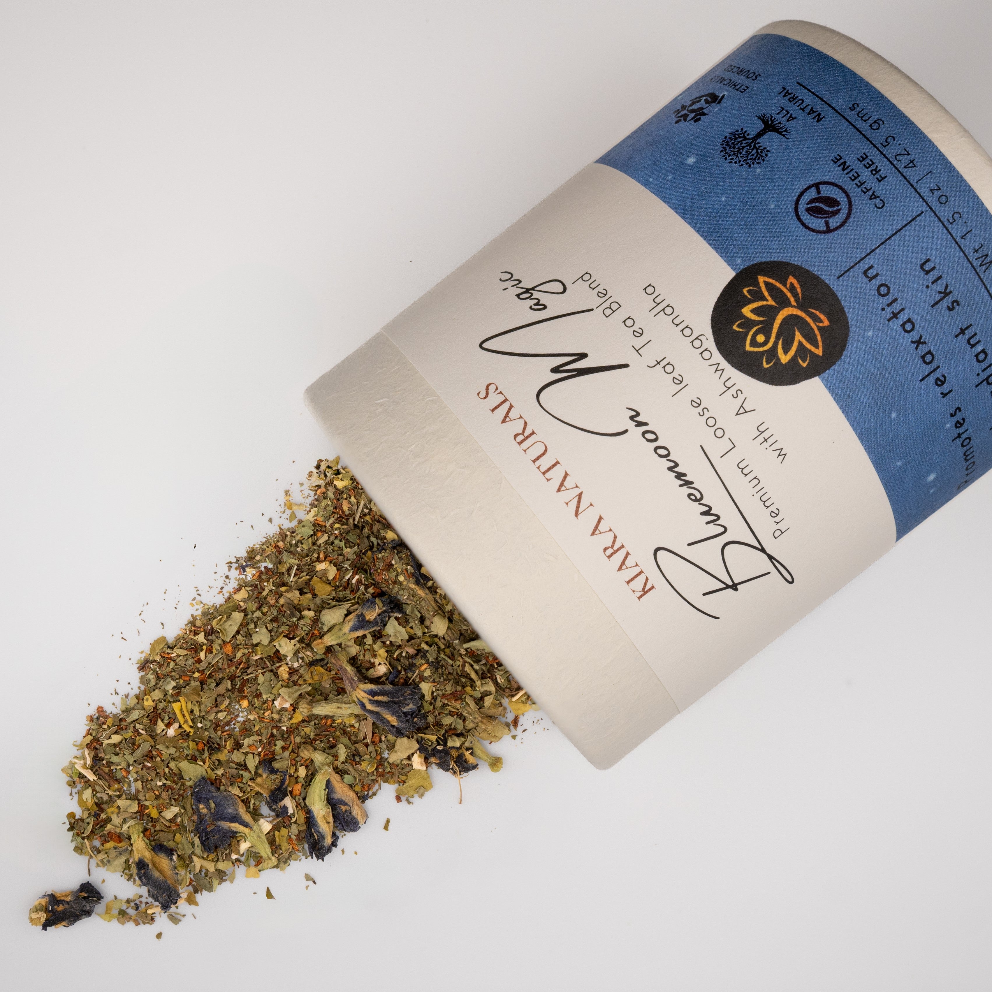 Ayurvedic and herbal ingredient mix of Bluemoon Magic loose leaf tea