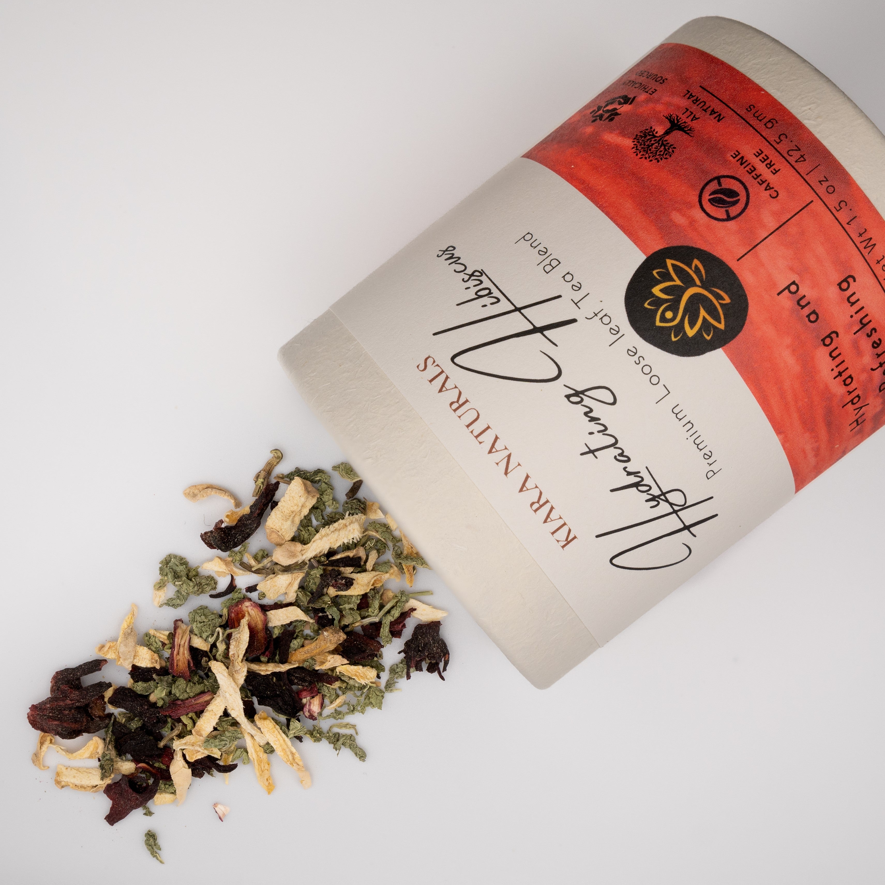 Ayurvedic and herbal ingredient mix of Hydrating Hibiscus loose leaf tea